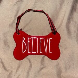 Rae Dunn Believe Dog Bone Ceramic Christmas Tree Ornament